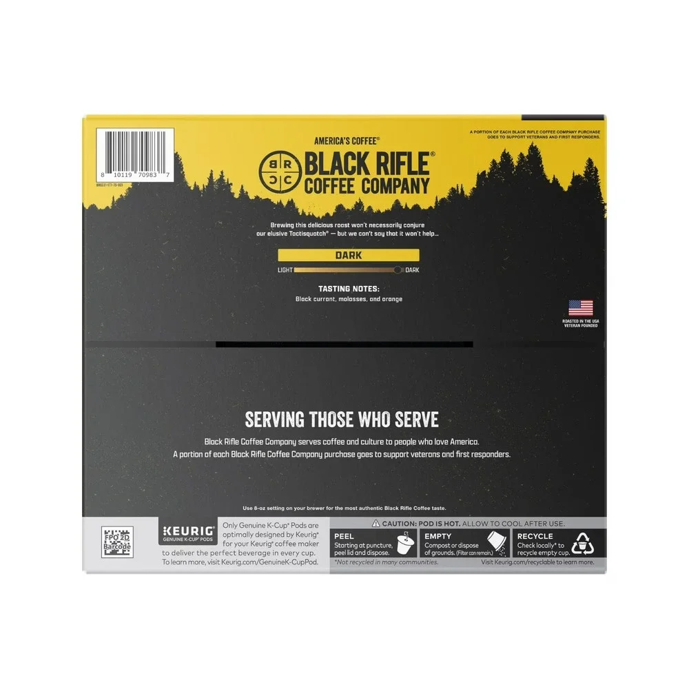 Black Rifle Coffee Company Tactisquatch K-Cup Coffee Pods, Dark Roast, 75ct